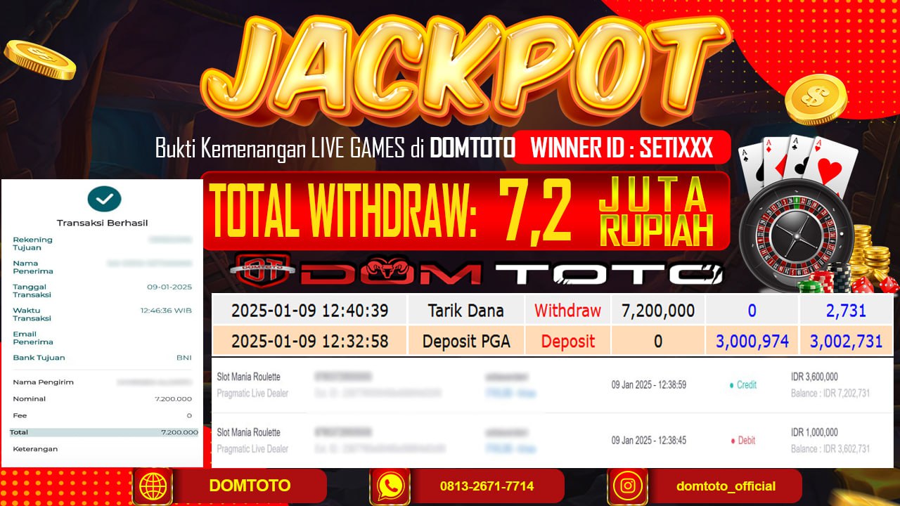 JACKPOT LIVE GAMES SLOT MANIA BACCARAT 09 JANUARI 2025